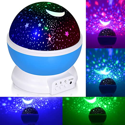 Lámpara De Noche Malubero Proyector Estrella Color Azul